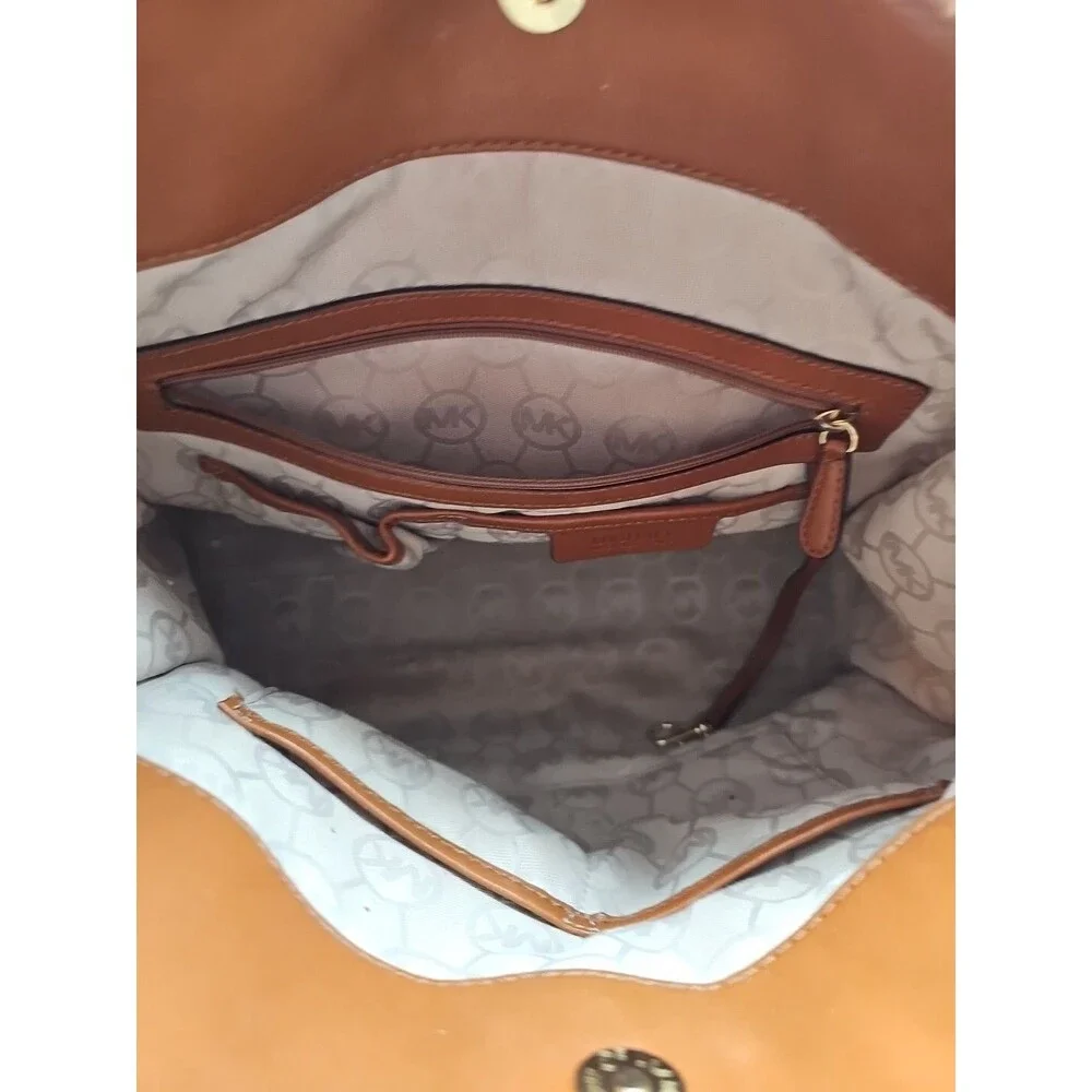 Michael Kors Hamilton Purse Tote Bag Tri-Color  Large Fabric Leather Padlock